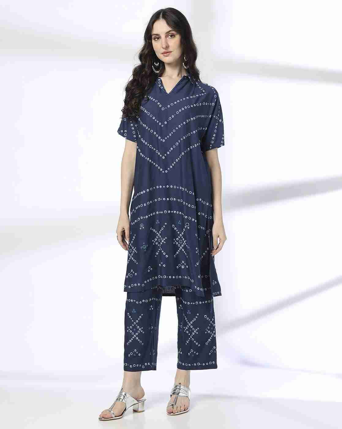 SIYAHI | Women Geometric Print Straight Kurta Set|0