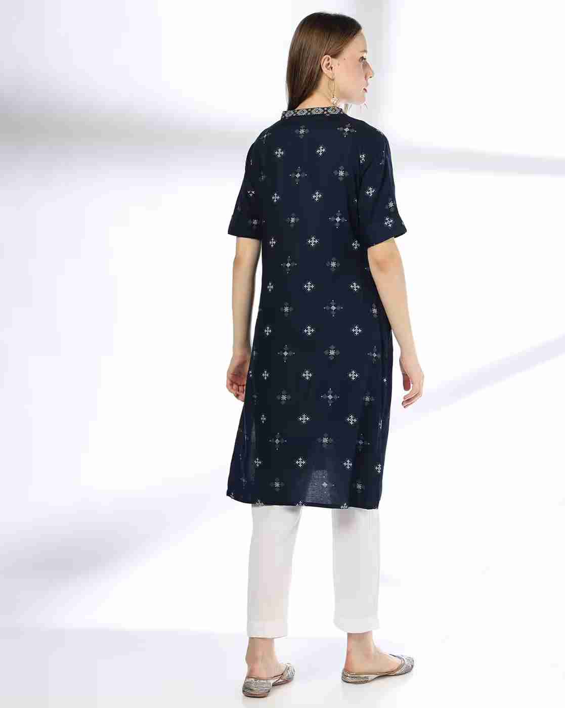 SIYAHI | Women Geometric Print Straight Kurta with Insert Pocket|2