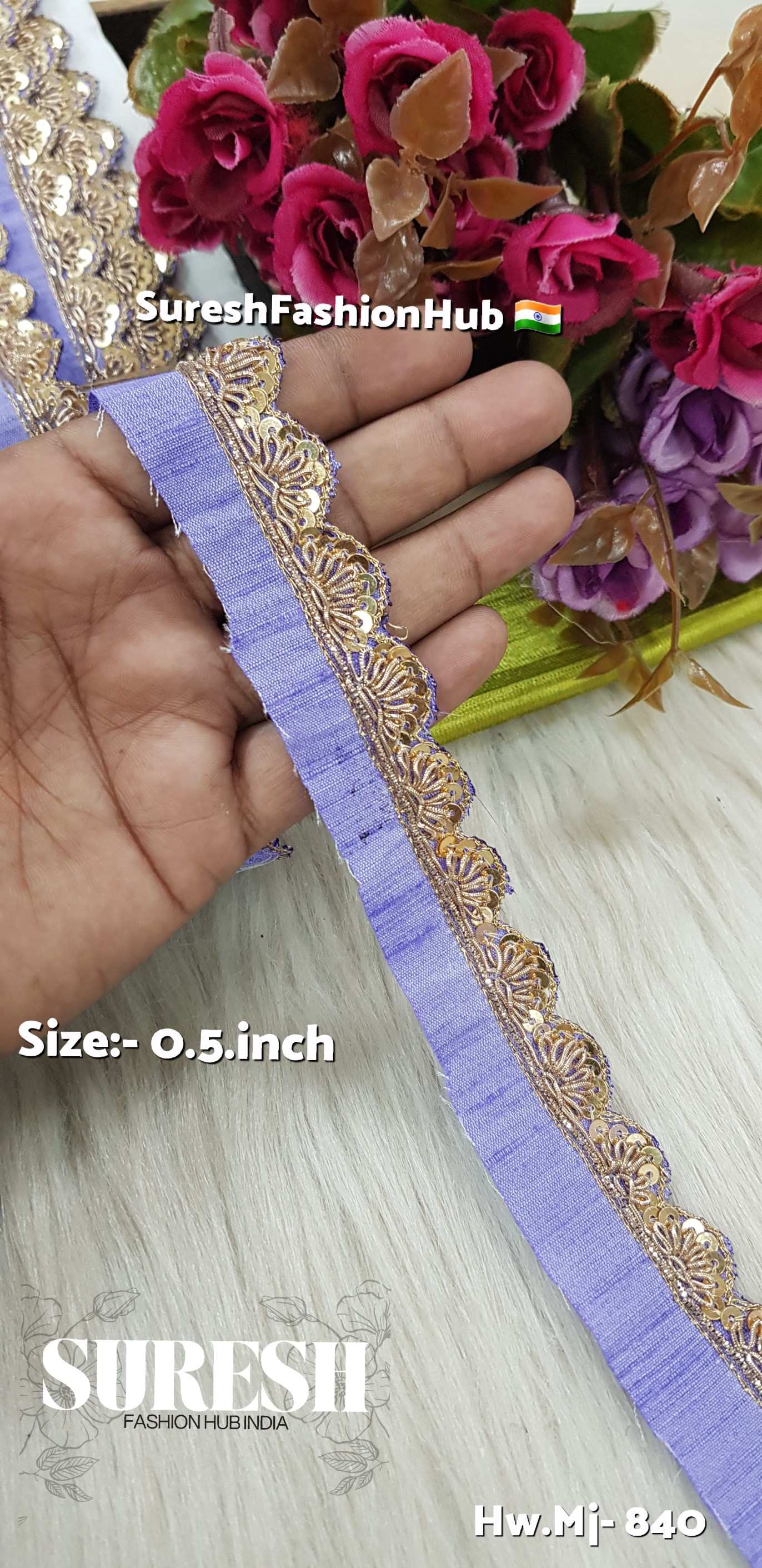 Lilac Zardosi Scalloped Border – Mj-840
