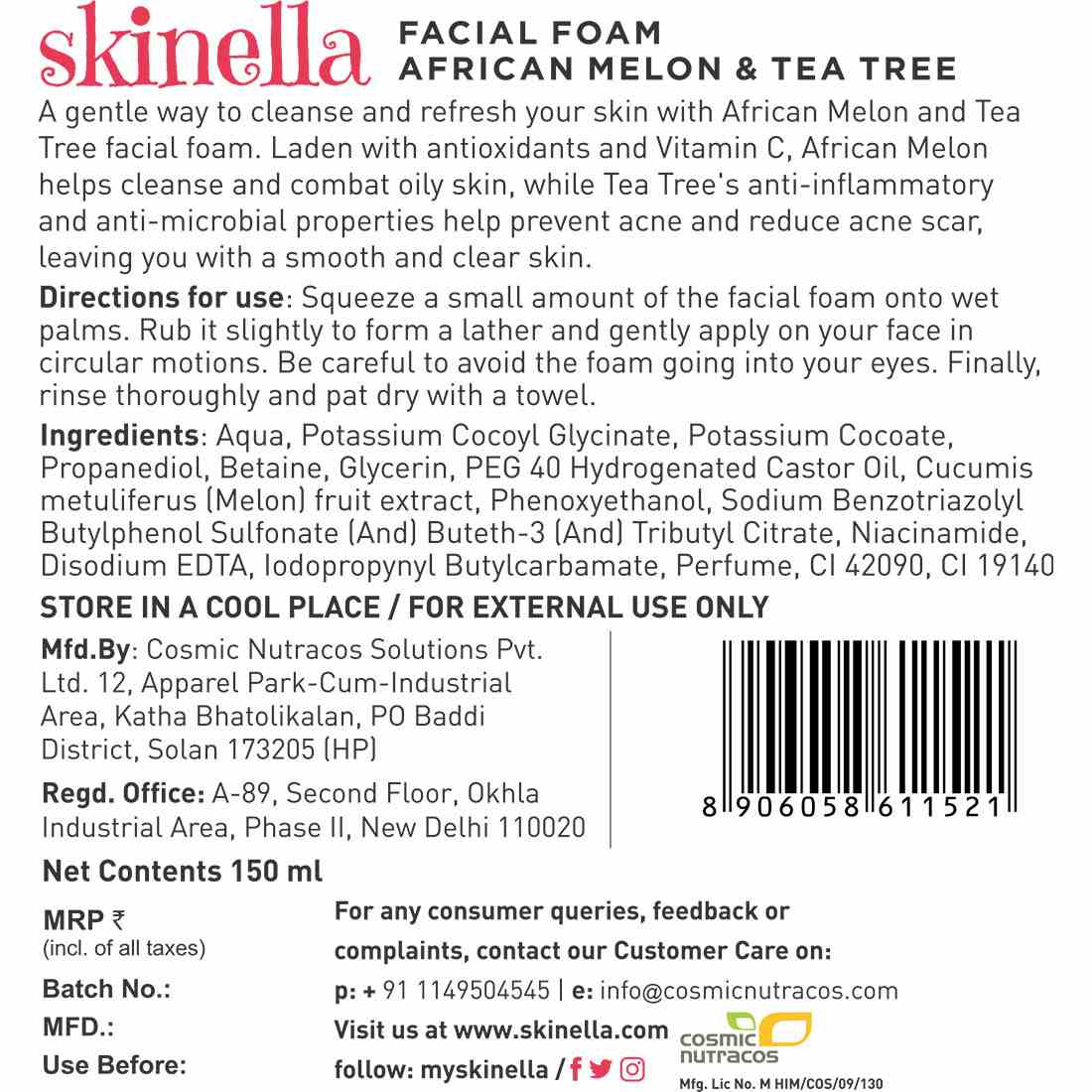 Skinella | Facial Foam African Melon & Tea Tree | 50g