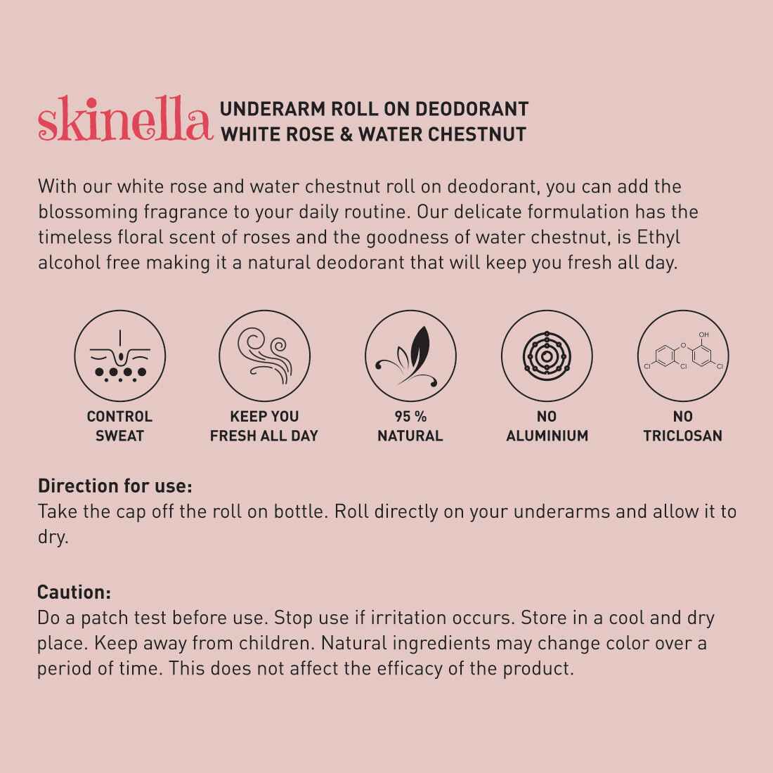 Skinella | Deodorant Roll on | White Rose + Water Chestnut | 50ml