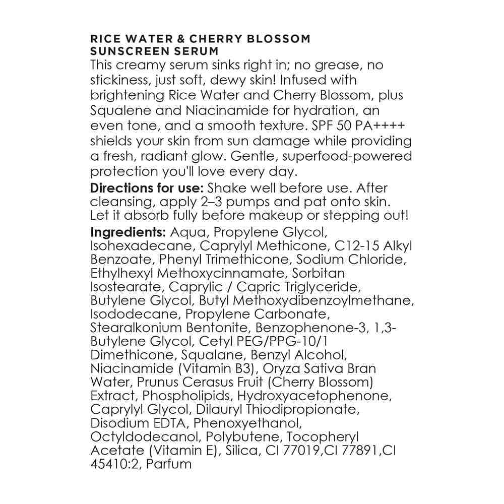 Skinella | Rice Water & Cherry Blossom Sunscreen Serum | 30ml