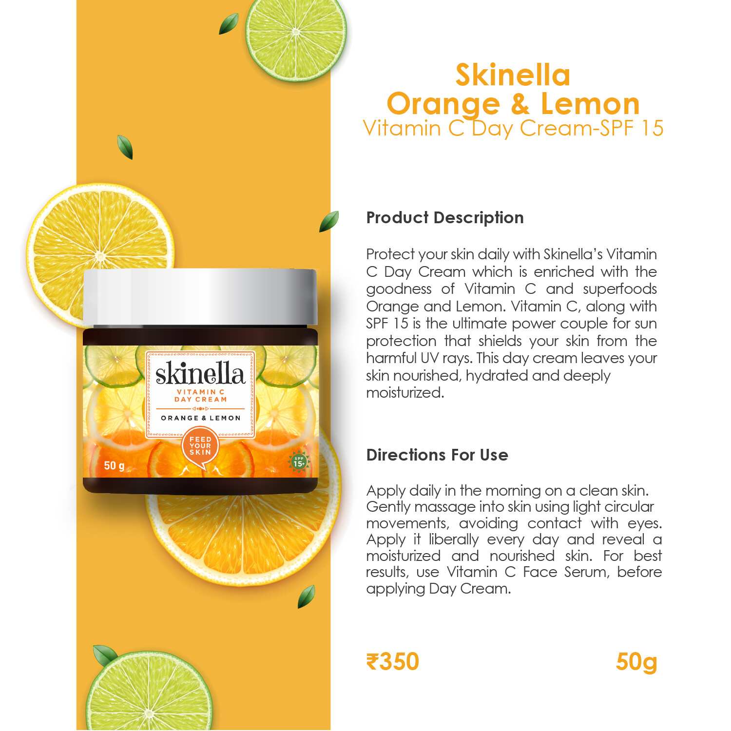 Skinella | Vitamin C Day Cream Orange & Lemon | 50g