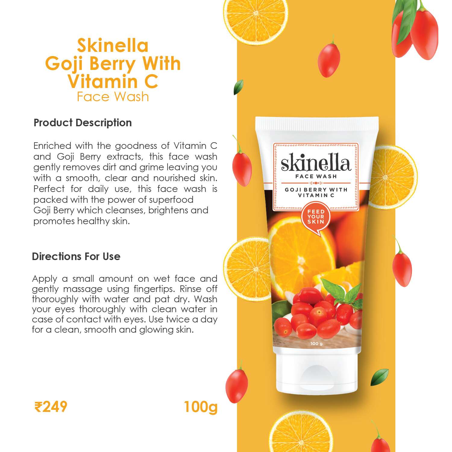 Skinella | Goji Berry With Vitamin C Facewash | 100g