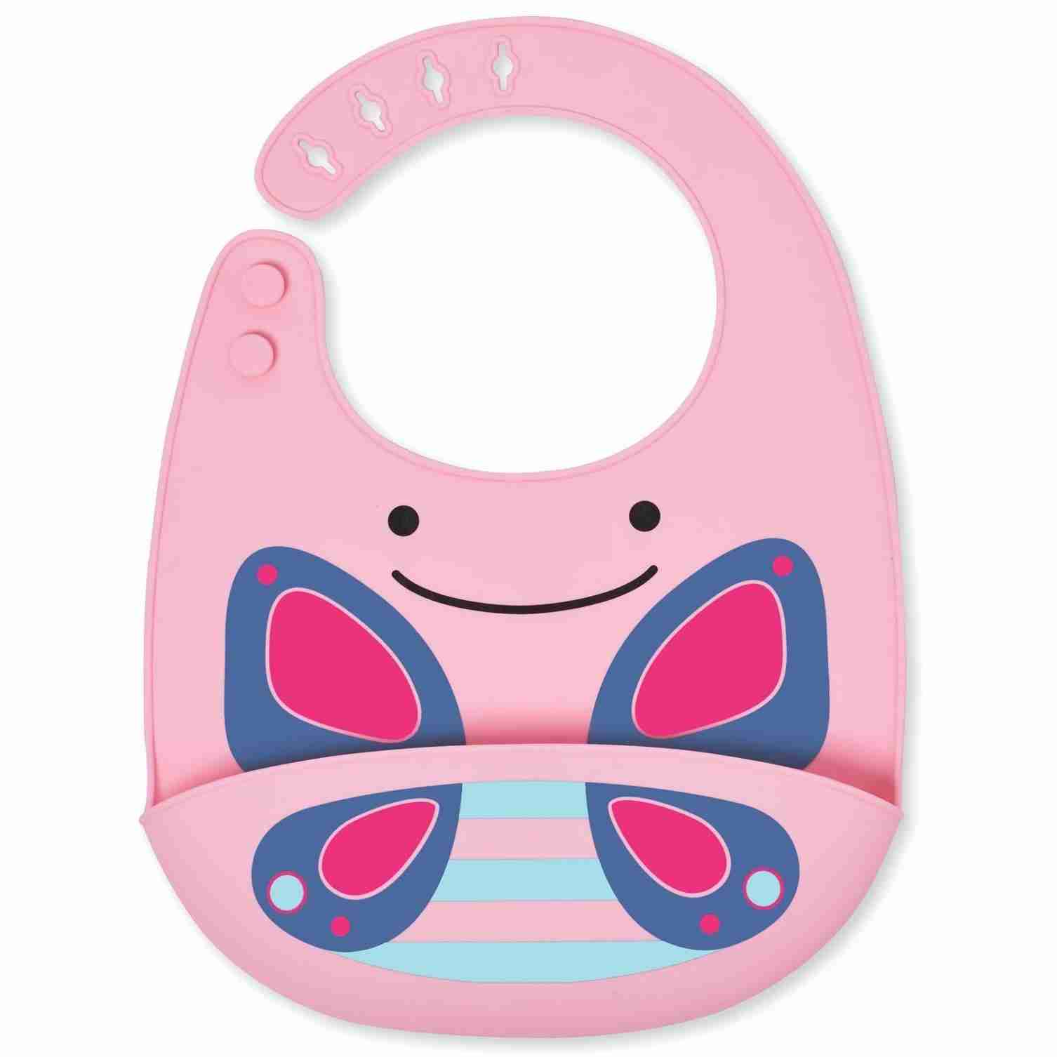 Skip Hop Zoo Fold and Go Silicone Bib - Pink