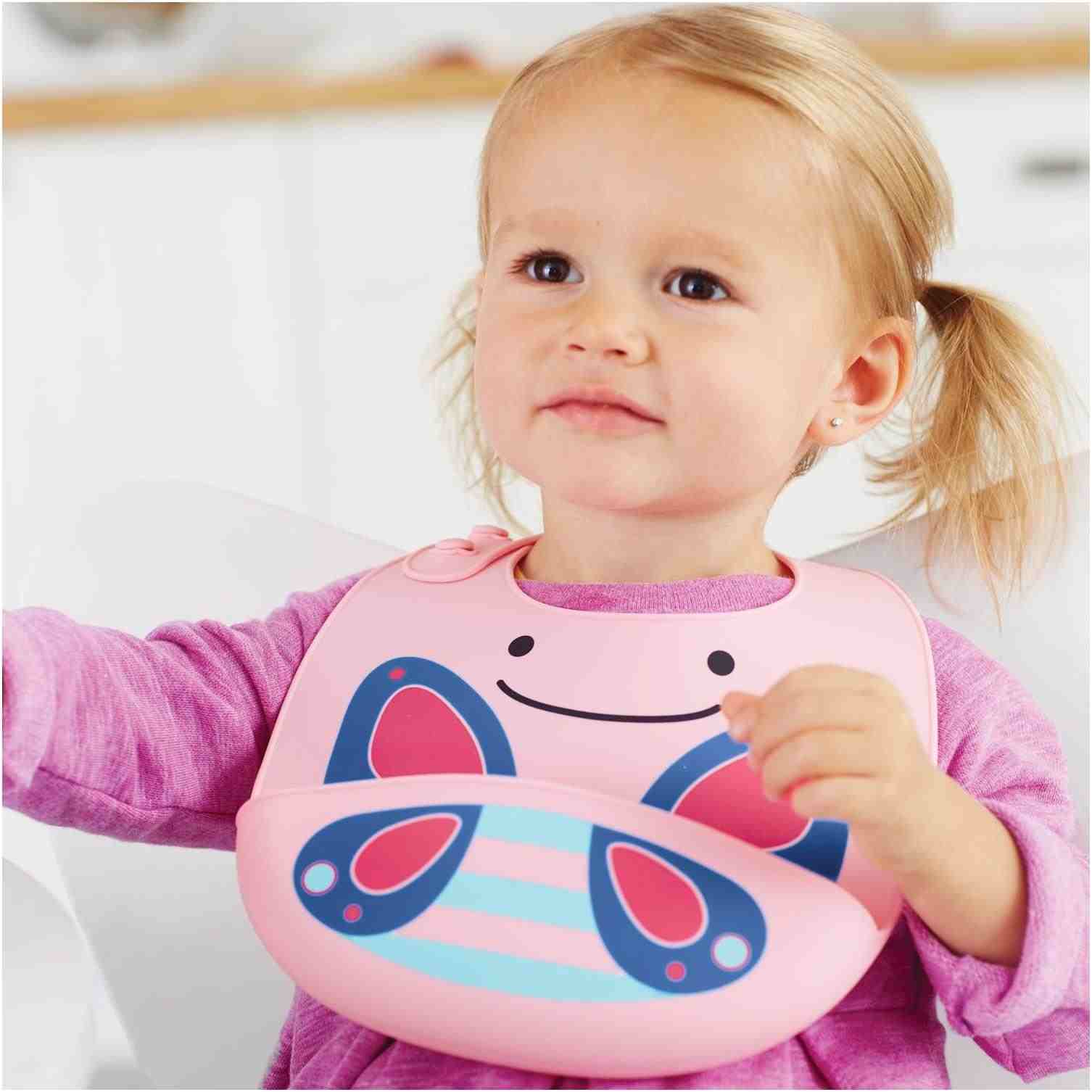 Skip Hop Zoo Fold and Go Silicone Bib - Pink