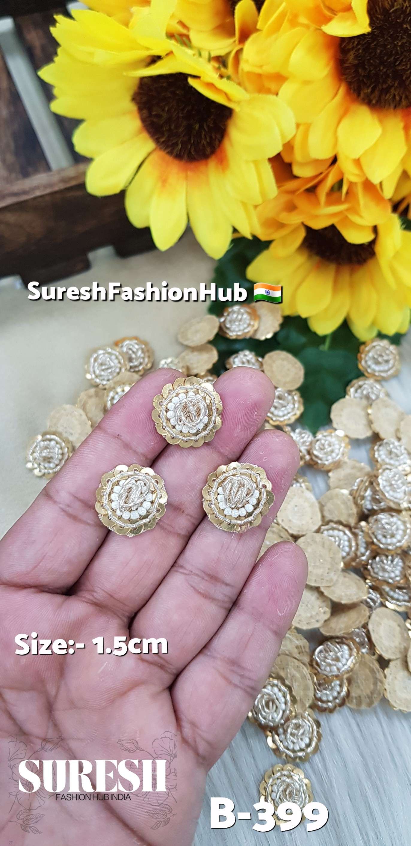 Handmade Zardosi Round Butti with Pearl