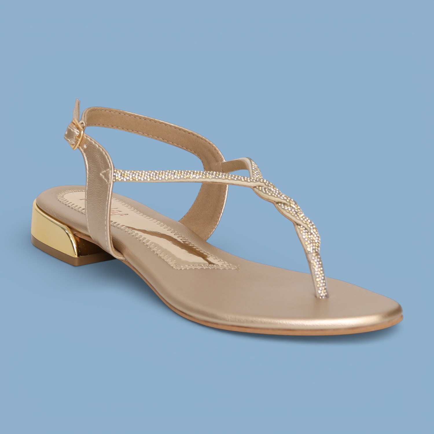 Women's Chiffon Gleam Crystal T-Strap Heels