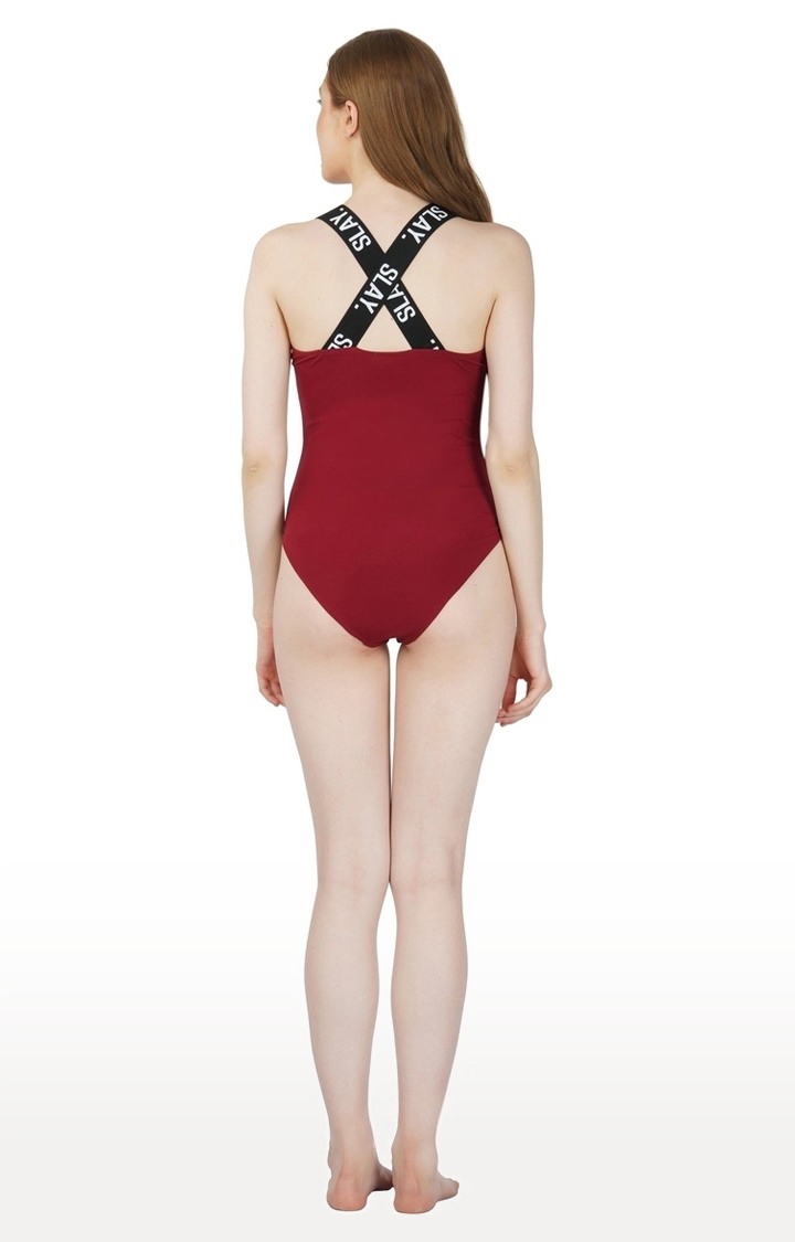 Sport Women's White & Red Colorblock Swimsuit