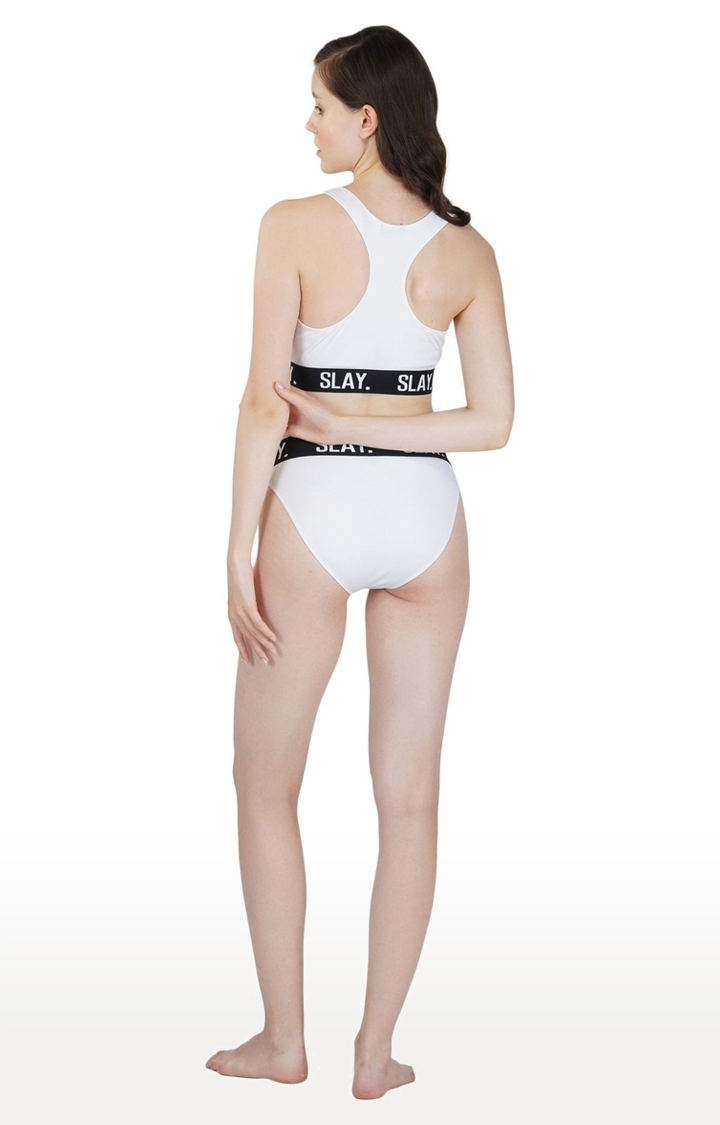 Women's Lingerie Modern Sports Bra and Panty Set White