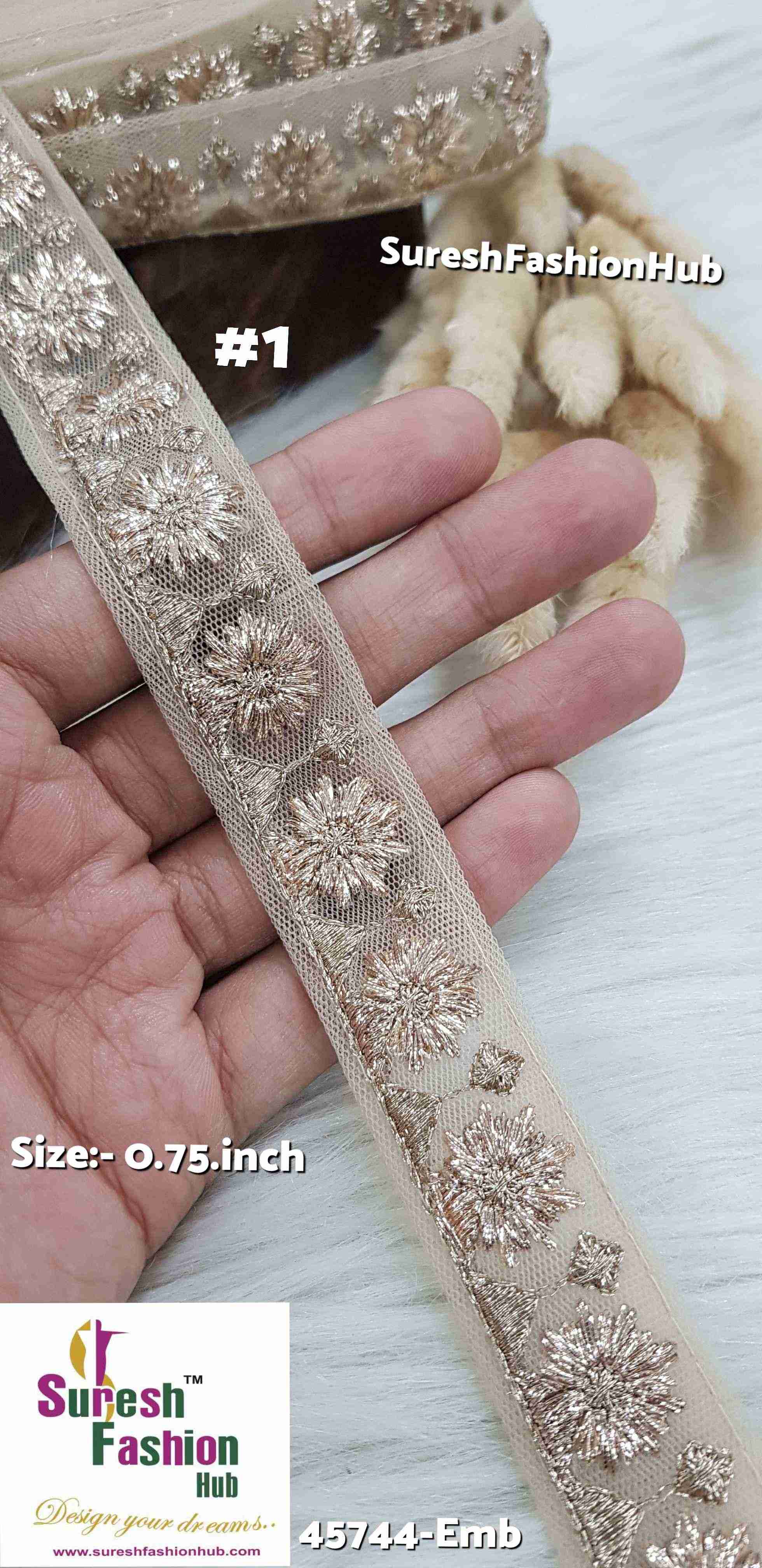 Deluxe Pearl + Rose Mix Badla Embroidered Lace Roll