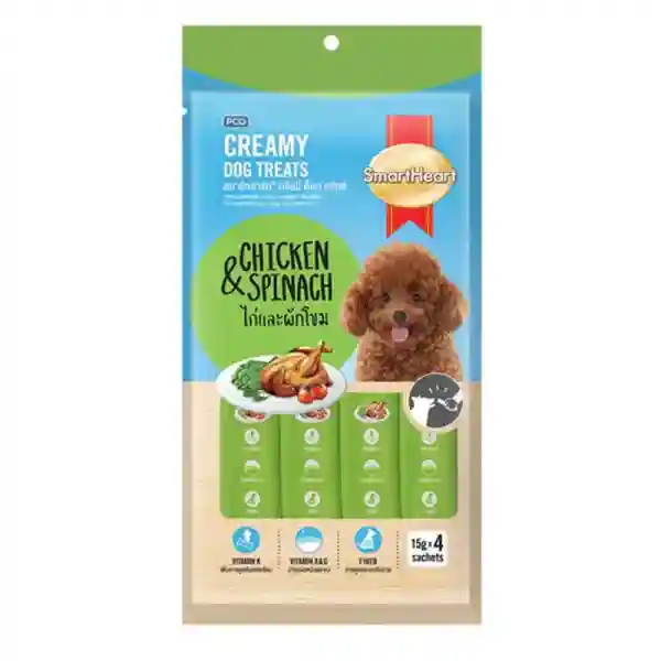 SmartHeart Chicken And Spinach Flavor Creamy Dog Treats - 60 g