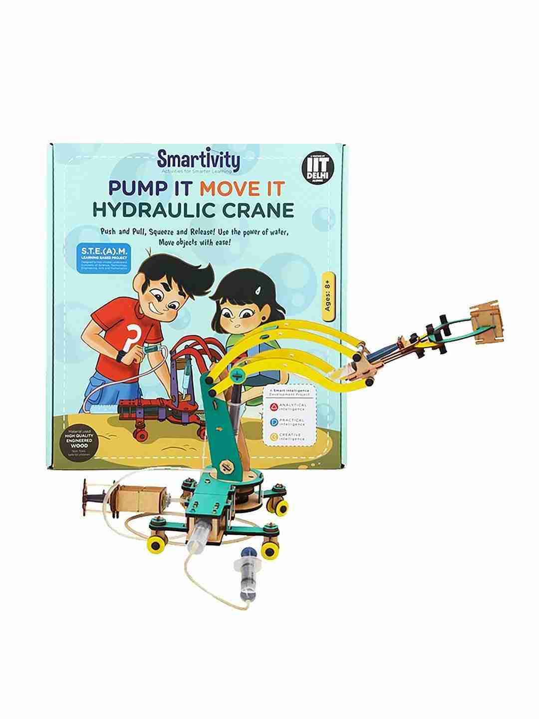 Smartivity Pump It Move It Hydraulic Crane For 8+ Years Boys And Girls, Stem, Learning, Educational And Construction Activity Toy Gift (Multi-Color) STEM for Kids age 8Y+