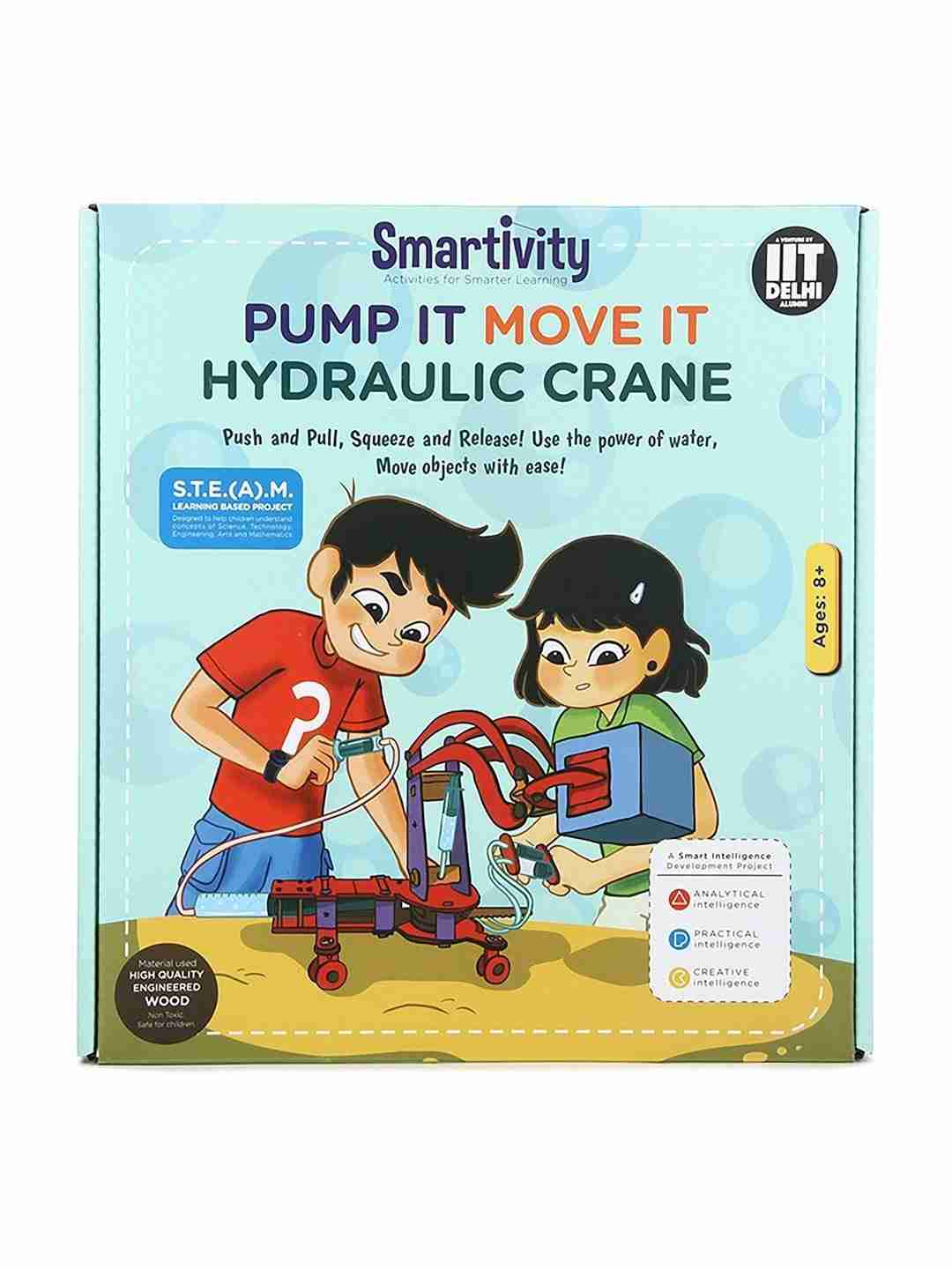 Smartivity Pump It Move It Hydraulic Crane For 8+ Years Boys And Girls, Stem, Learning, Educational And Construction Activity Toy Gift (Multi-Color) STEM for Kids age 8Y+