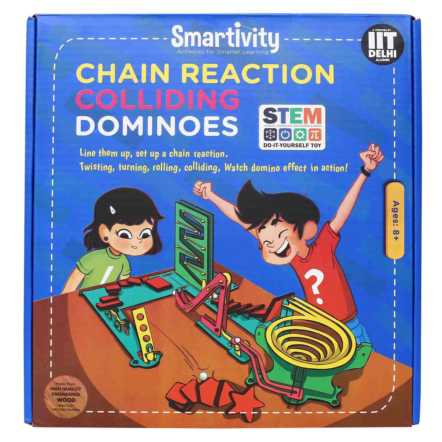 Smartivity Chain Reaction Colliding Dominoes STEM Educational DIY Fun Toys, Educational & Construction based Activity Game for Kids 8 to 14, Gifts for Boys & Girls, Made in India