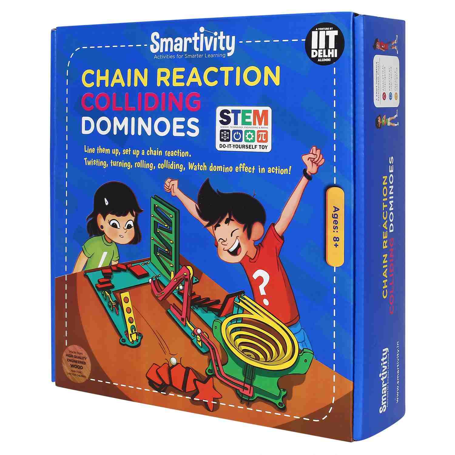Smartivity Chain Reaction Colliding Dominoes STEM Educational DIY Fun Toys, Educational & Construction based Activity Game for Kids 8 to 14, Gifts for Boys & Girls, Made in India