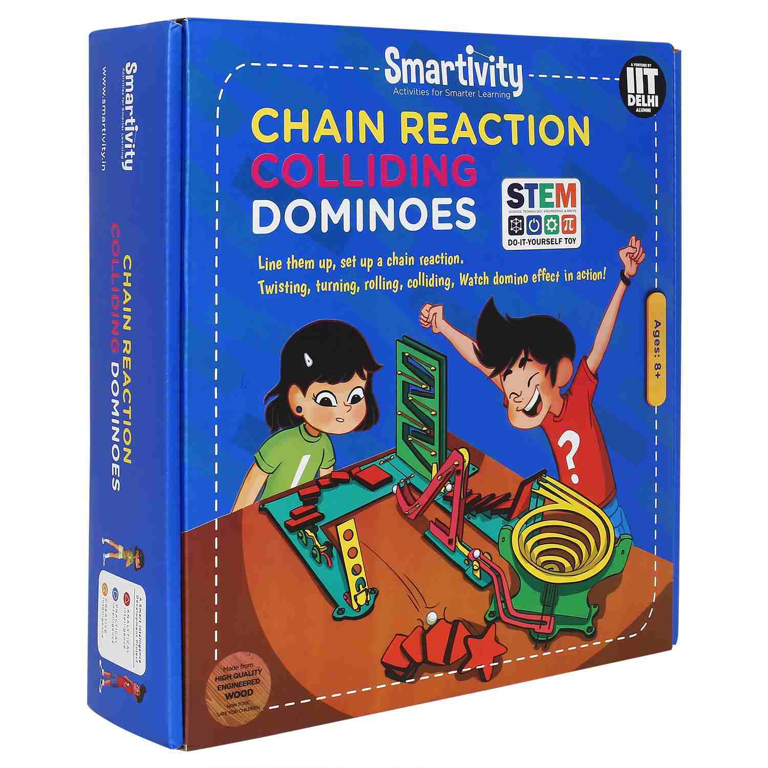 Smartivity Chain Reaction Colliding Dominoes STEM Educational DIY Fun Toys, Educational & Construction based Activity Game for Kids 8 to 14, Gifts for Boys & Girls, Made in India