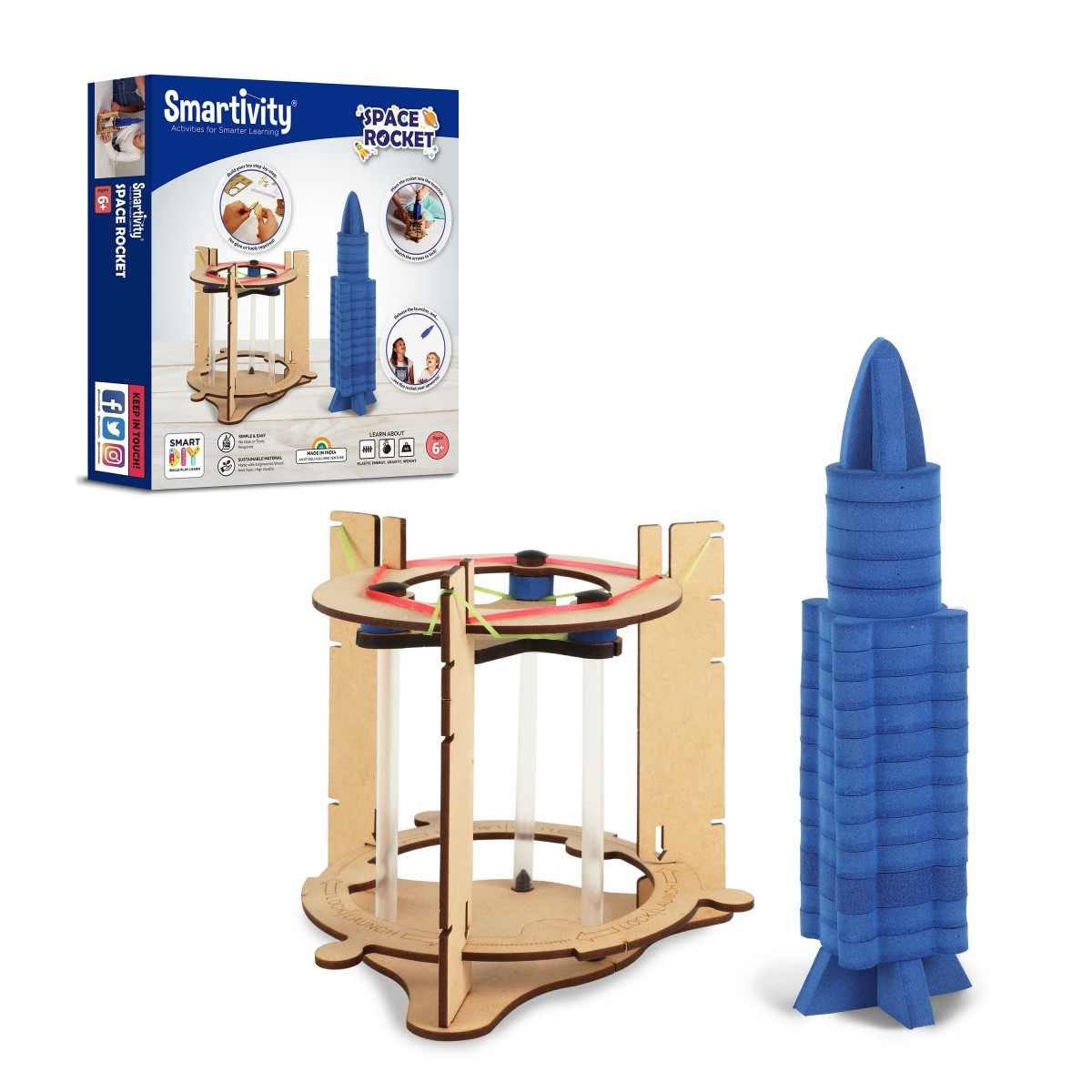 Smartivity Space Rocket Blast-off Action STEM Toy, Educational & Construction based DIY Fun Activity Game for Kids 6 to 14, Gifts for Boys & Girls, Learn Science Engineering Project, Made in India