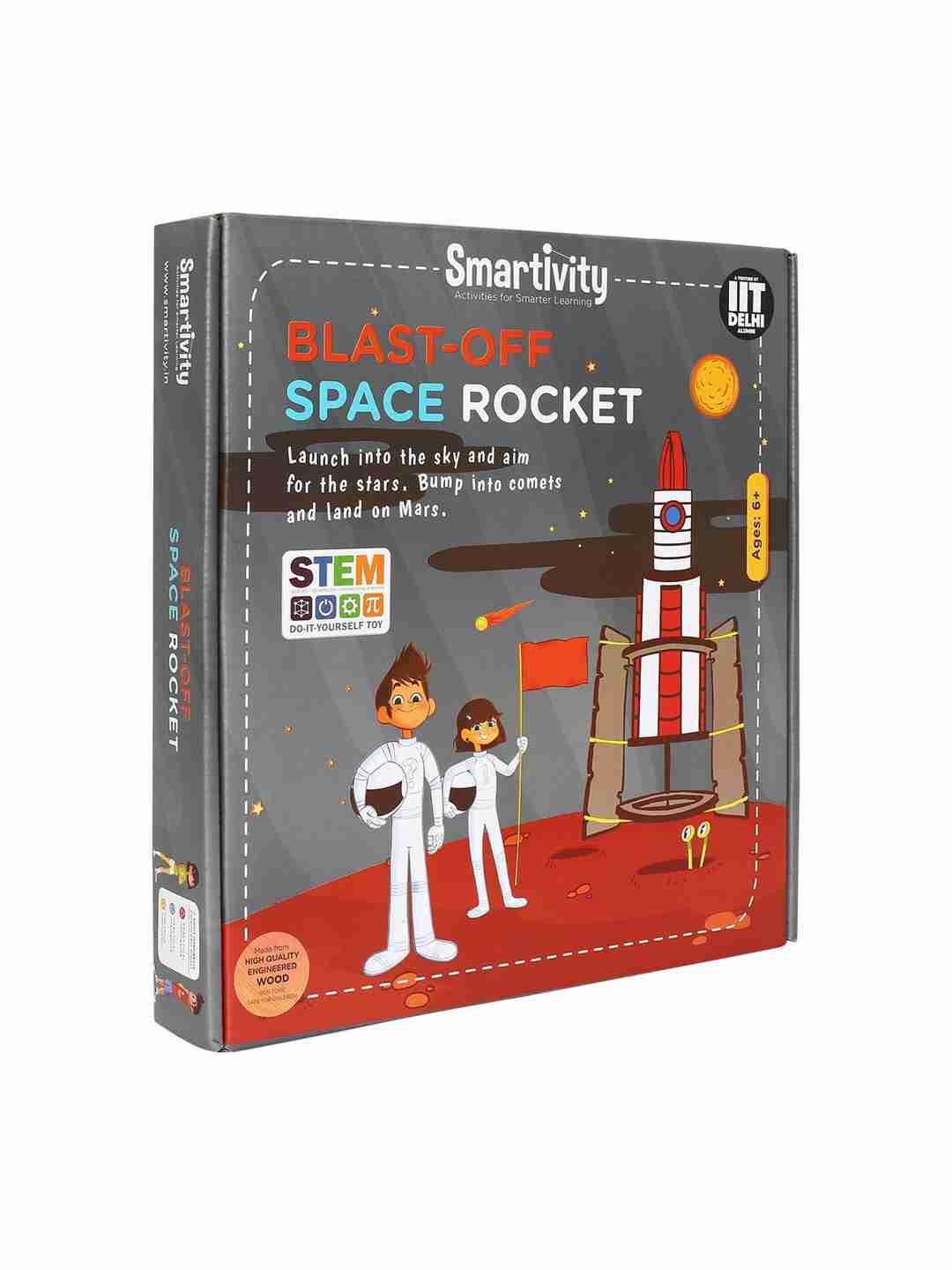 Smartivity Space Rocket Blast-off Action STEM Toy, Educational & Construction based DIY Fun Activity Game for Kids 6 to 14, Gifts for Boys & Girls, Learn Science Engineering Project, Made in India