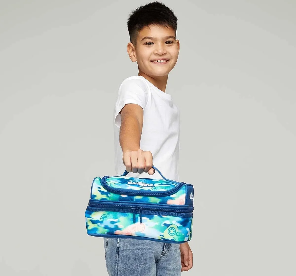 Smiggle | SMIGGLE Mirage Collection Lunchbag Double Decker Mid Blue 4Y+