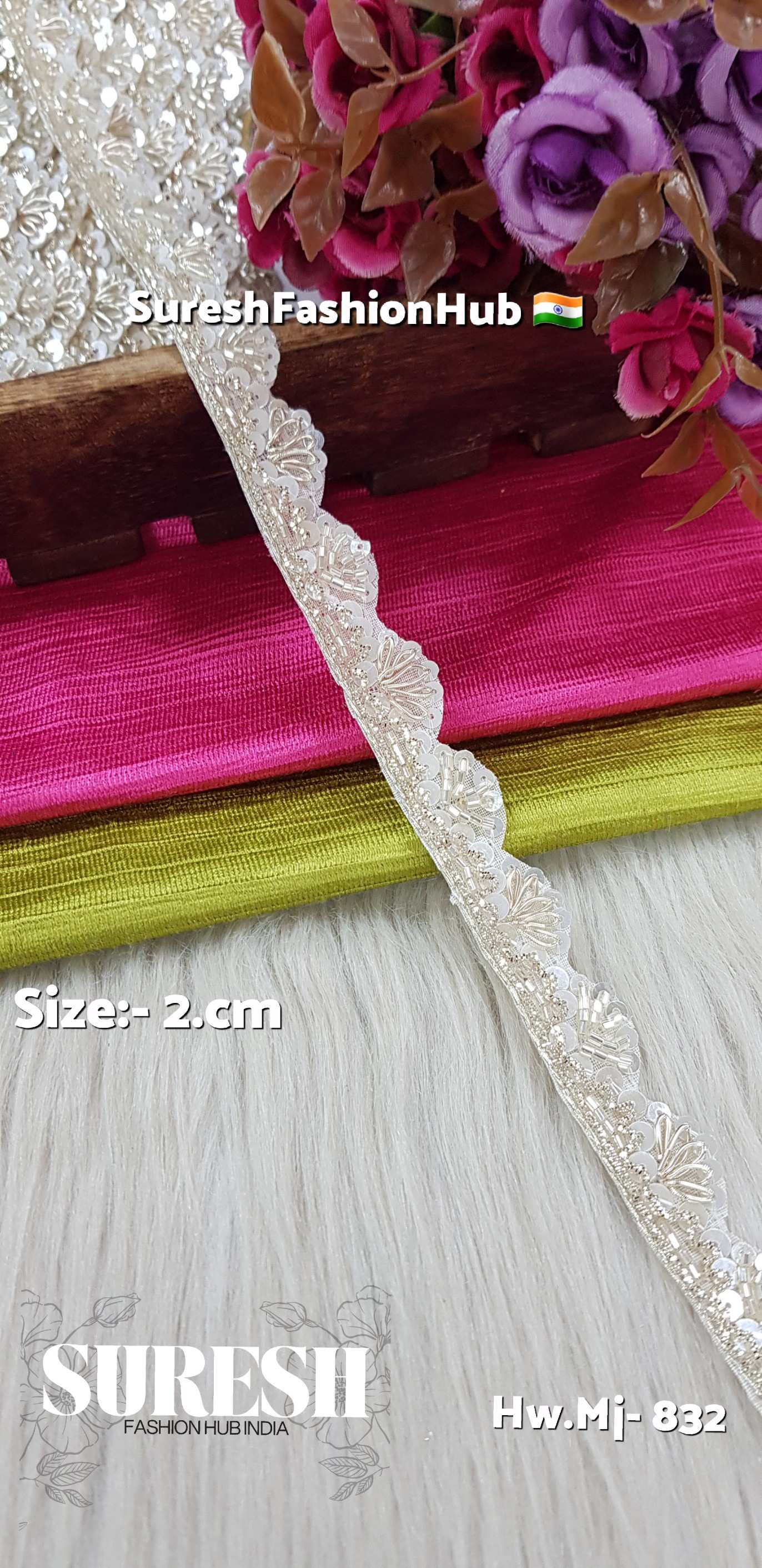 Water Gold with Cutdhana Beads Scalloped Handmade Border – Mj-832