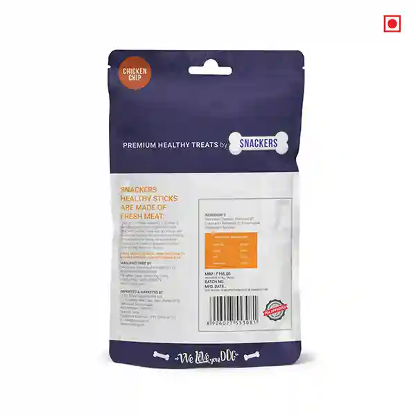 Snackers Chicken Chip Treats for Dogs, 70g – (Best Before Mar’26)