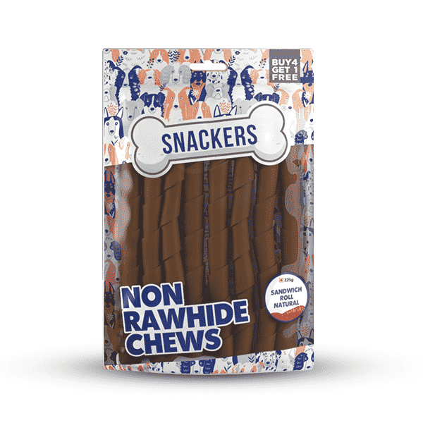 Snackers Non Rawhide Chews Sandwich Roll Natural - 225g
