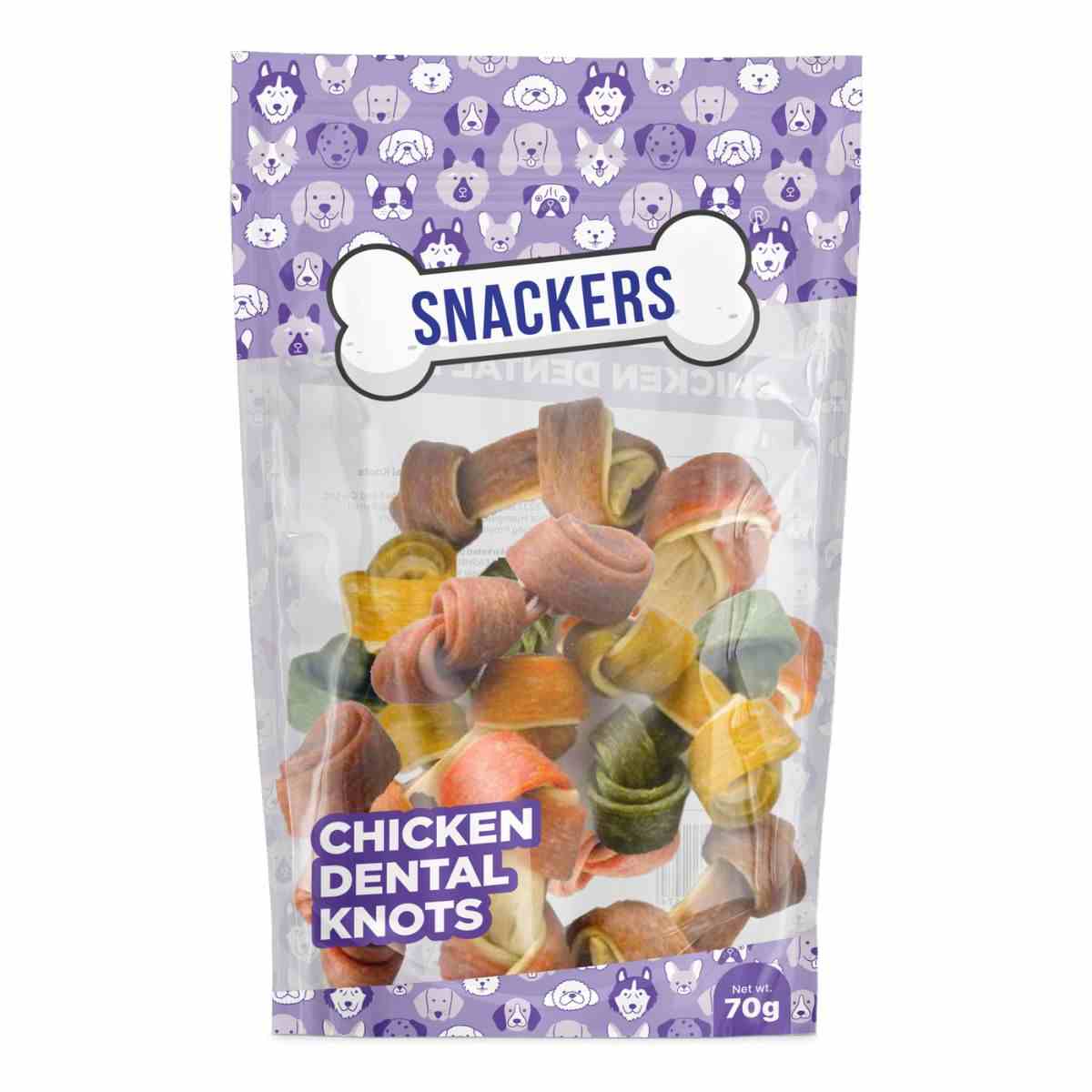 Snackers Dental Knots Bones with Chicken Dog Treats 70g