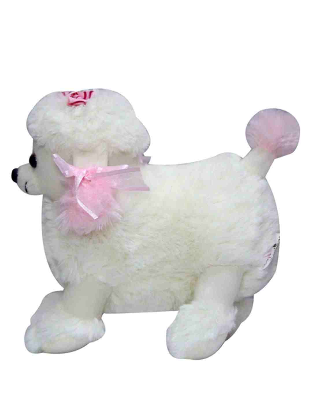 Soft Buddies Poodle Dog Play Toy Car Rear Tray Table Soft Toy, White (8-Inch) Animals & Birds for Kids age 12M+ - 20.32 Cm