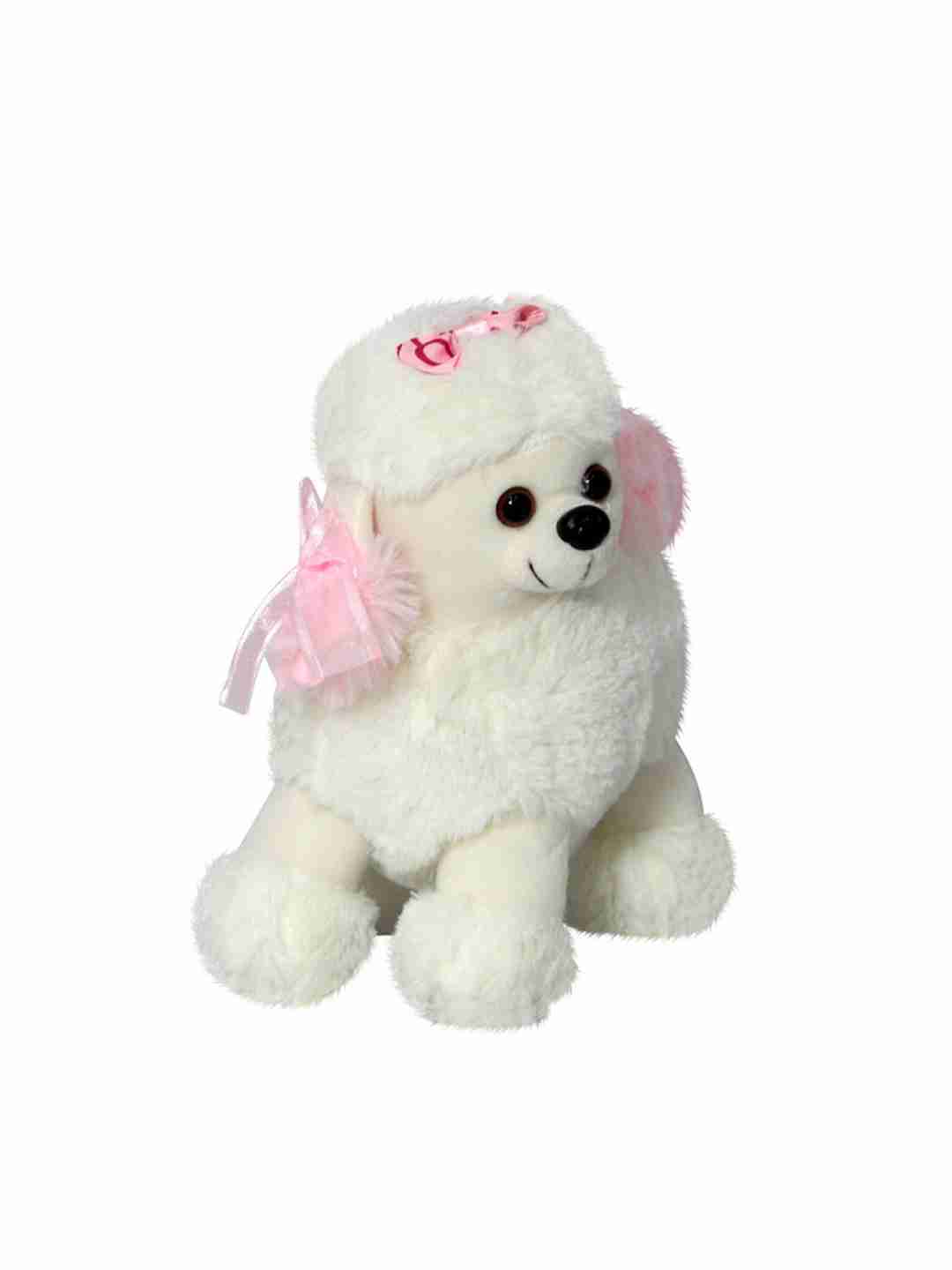 Soft Buddies Poodle Dog Play Toy Car Rear Tray Table Soft Toy, White (8-Inch) Animals & Birds for Kids age 12M+ - 20.32 Cm