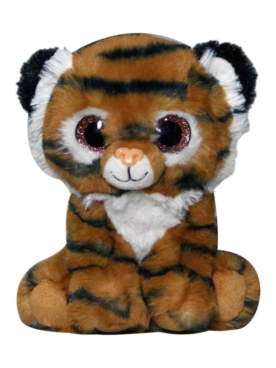 Softbuddies Big Eye Tiger  Quirky Soft Toys for Kids age 3Y+ - 20 Cm (Brown)
