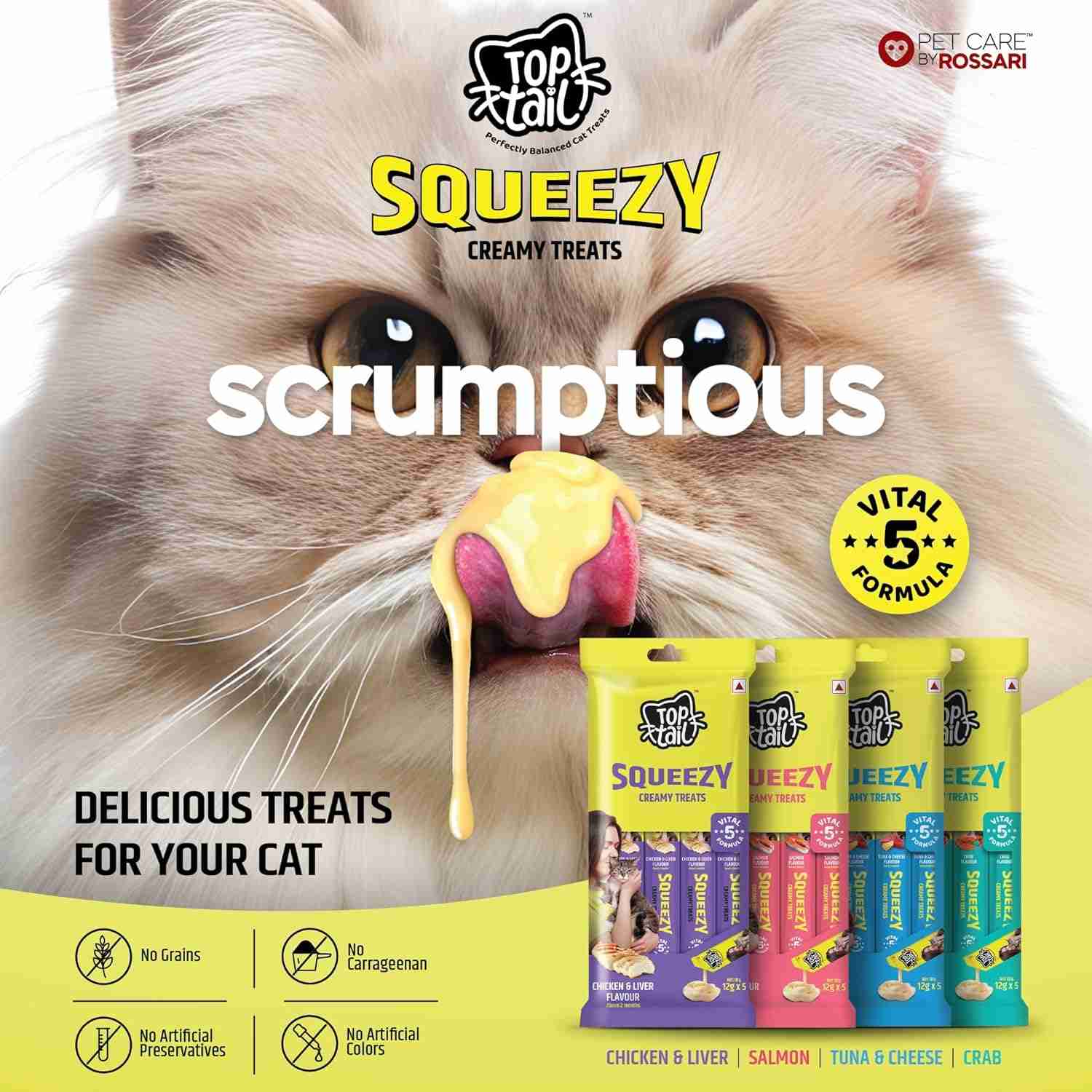 Top tail Creamy Cat Treats Crab Flavour - 60g