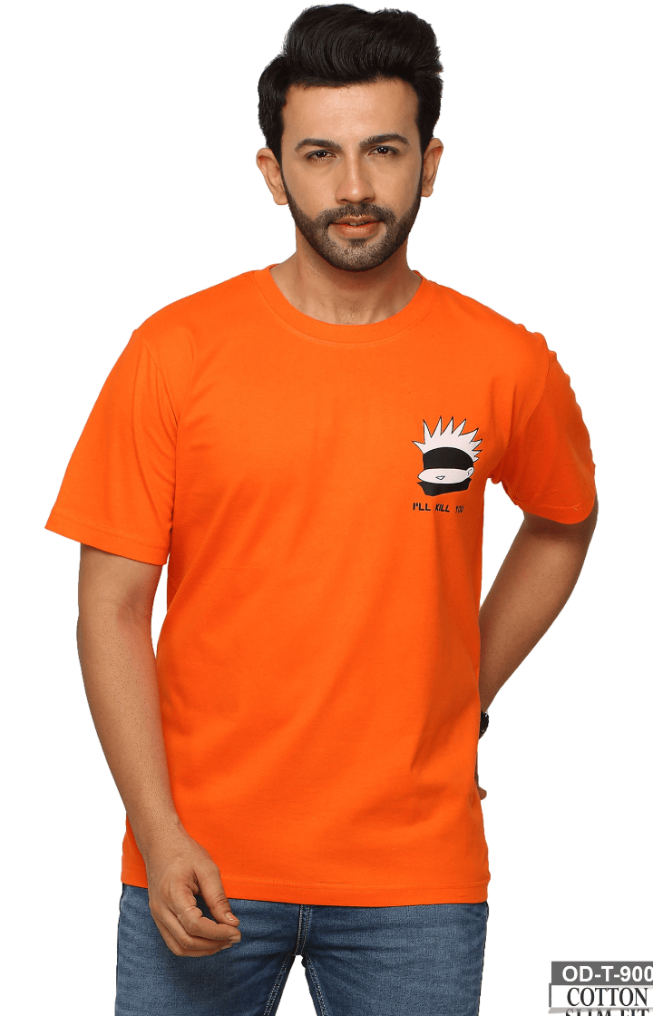 One Denim Orange Print T-Shirts Men's