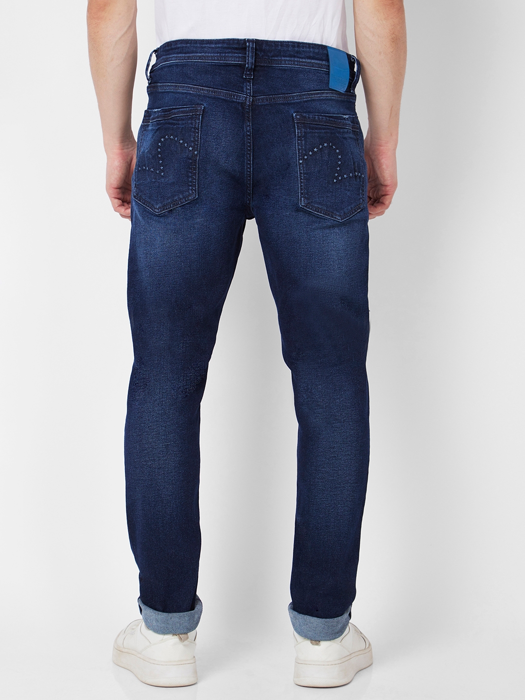 spykar | Spykar Men Dark Blue Cotton Slim Fit Narrow Length Clean Look Low Rise Jeans (Skinny) 4