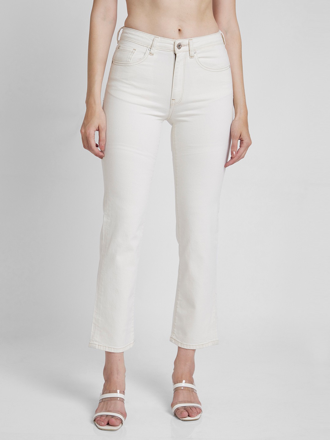 Spykar Apparel Spykar White Jeans Spykar White Printed High Rise Jeans
