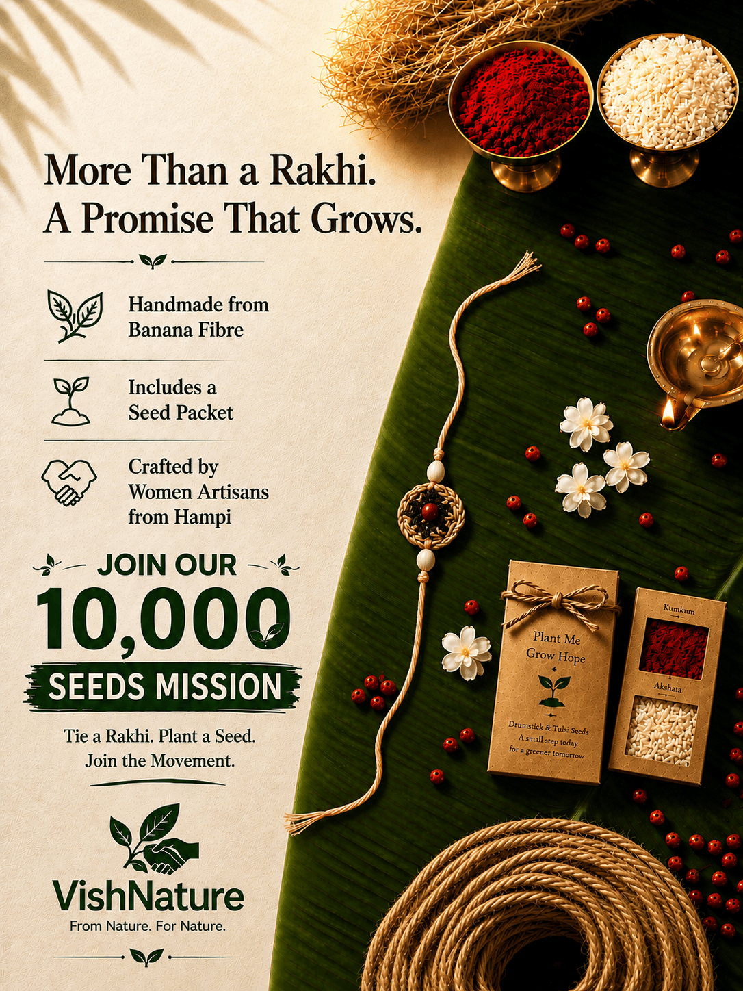Sunrise Bloom Rakhi (Mini Sunflower Seed Rakhi)