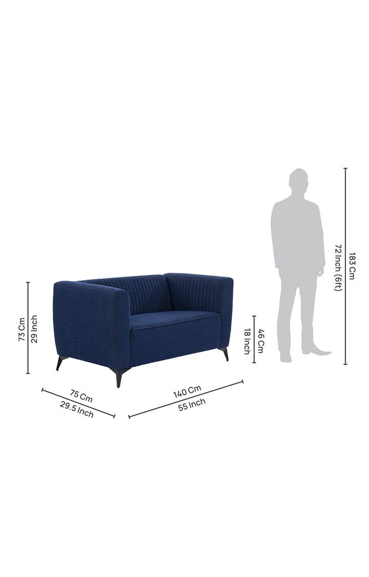 neudot Diva Sofa for Living Room |2 Persons Sofa|Premium Fabric with Cushioned Armrest | Solid Wood Frame|2 Seater in Cobalt Blue Color