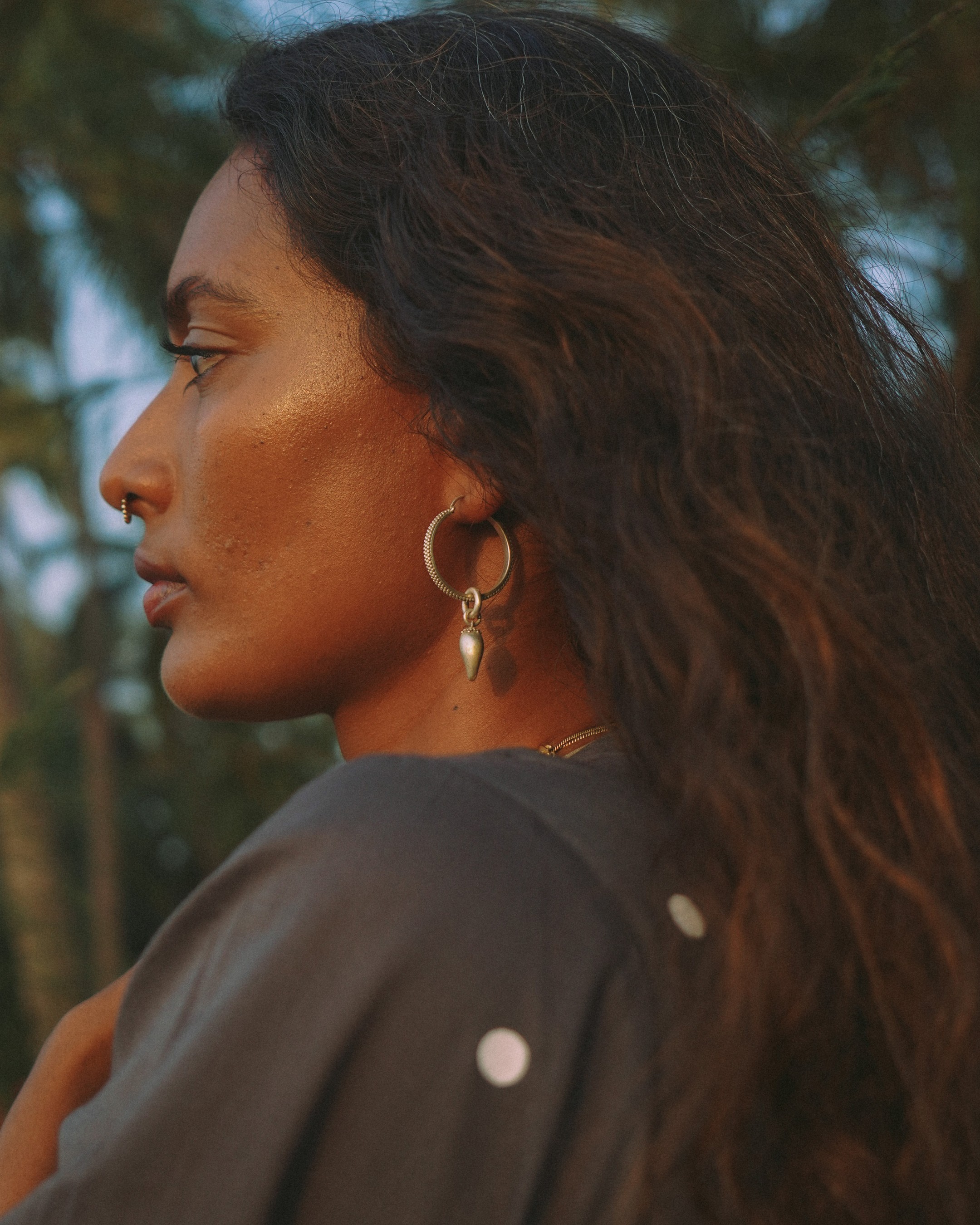 Silver Mango Hoops