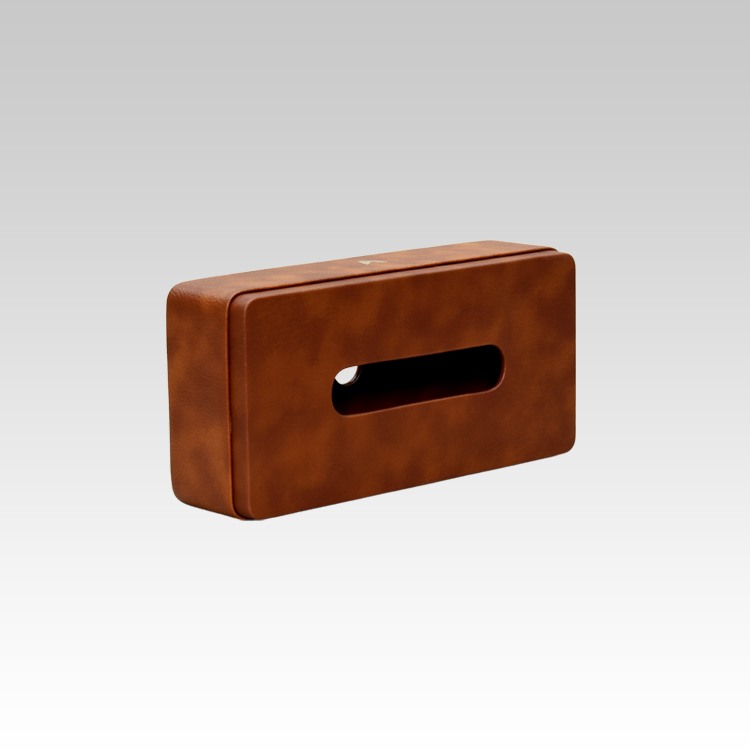 Tissue Box Holder for Home and Office in Premium Faux Leather | Size: 9.5 x 4.5 x 2.5(H) Inches | Classic | Tan