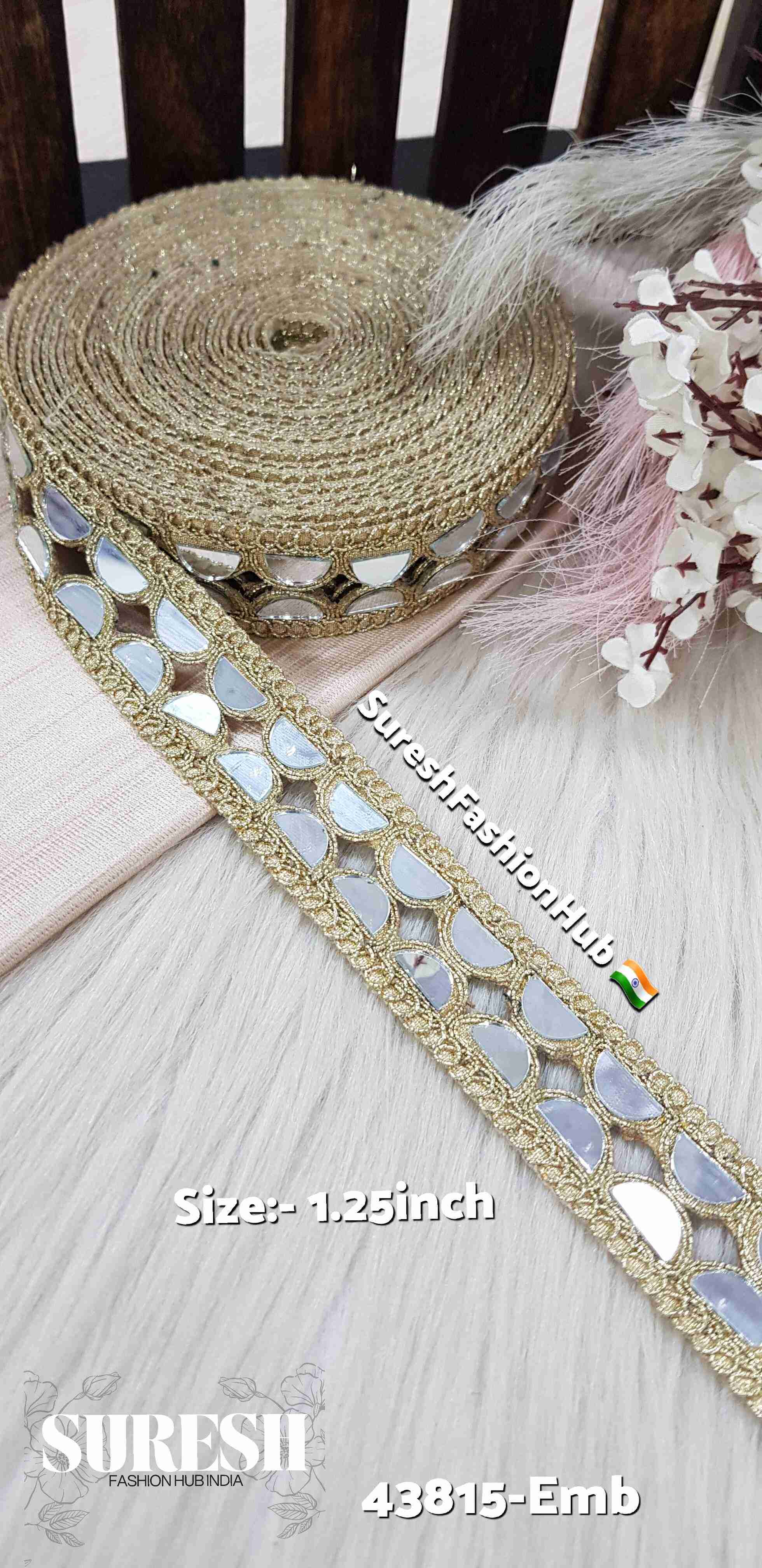 Light Gold Semi-Circle Mirror Cutwork Lace