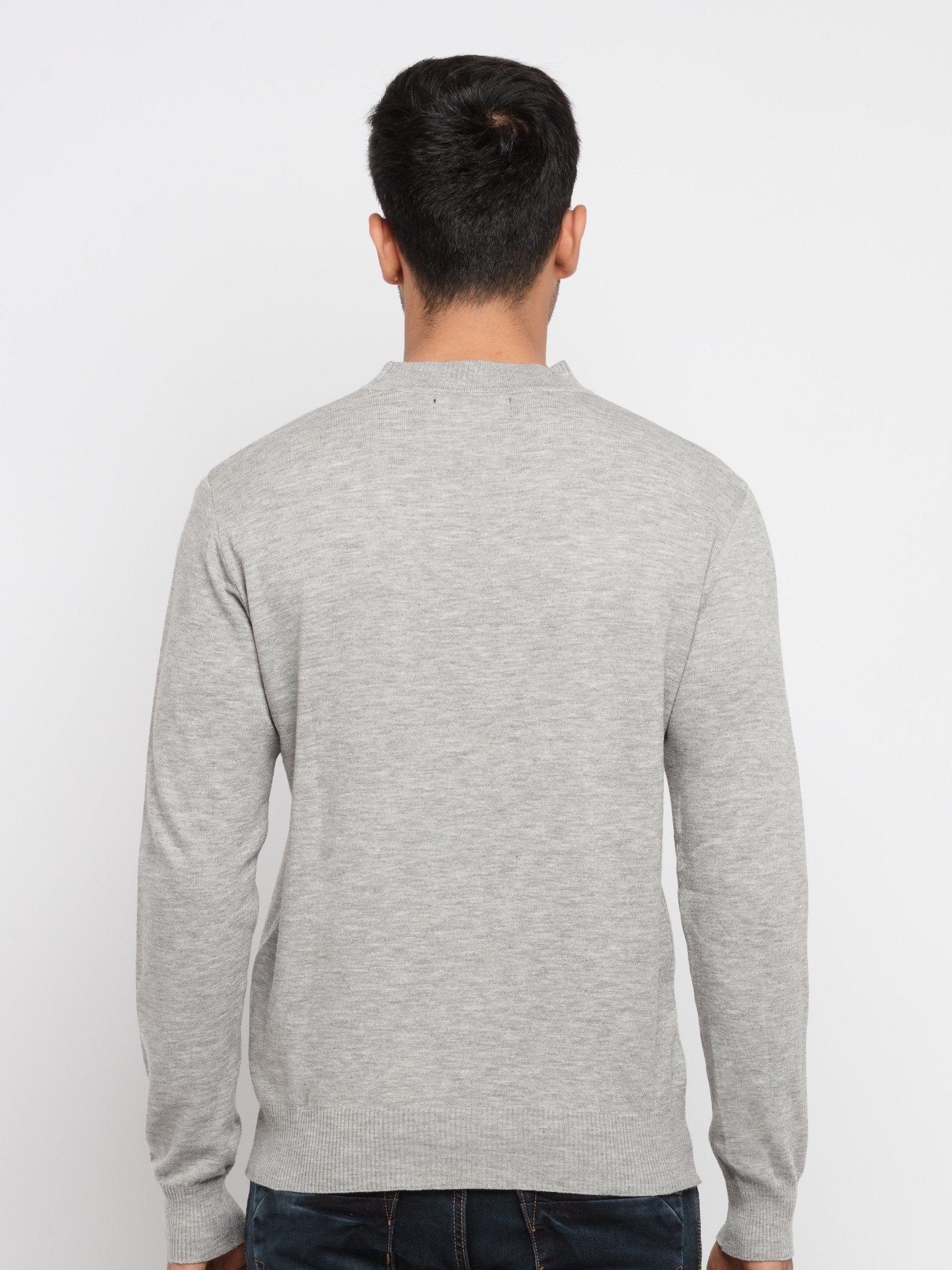 Status Quo | Men's Grey Acrylic Solid Sweaters 5