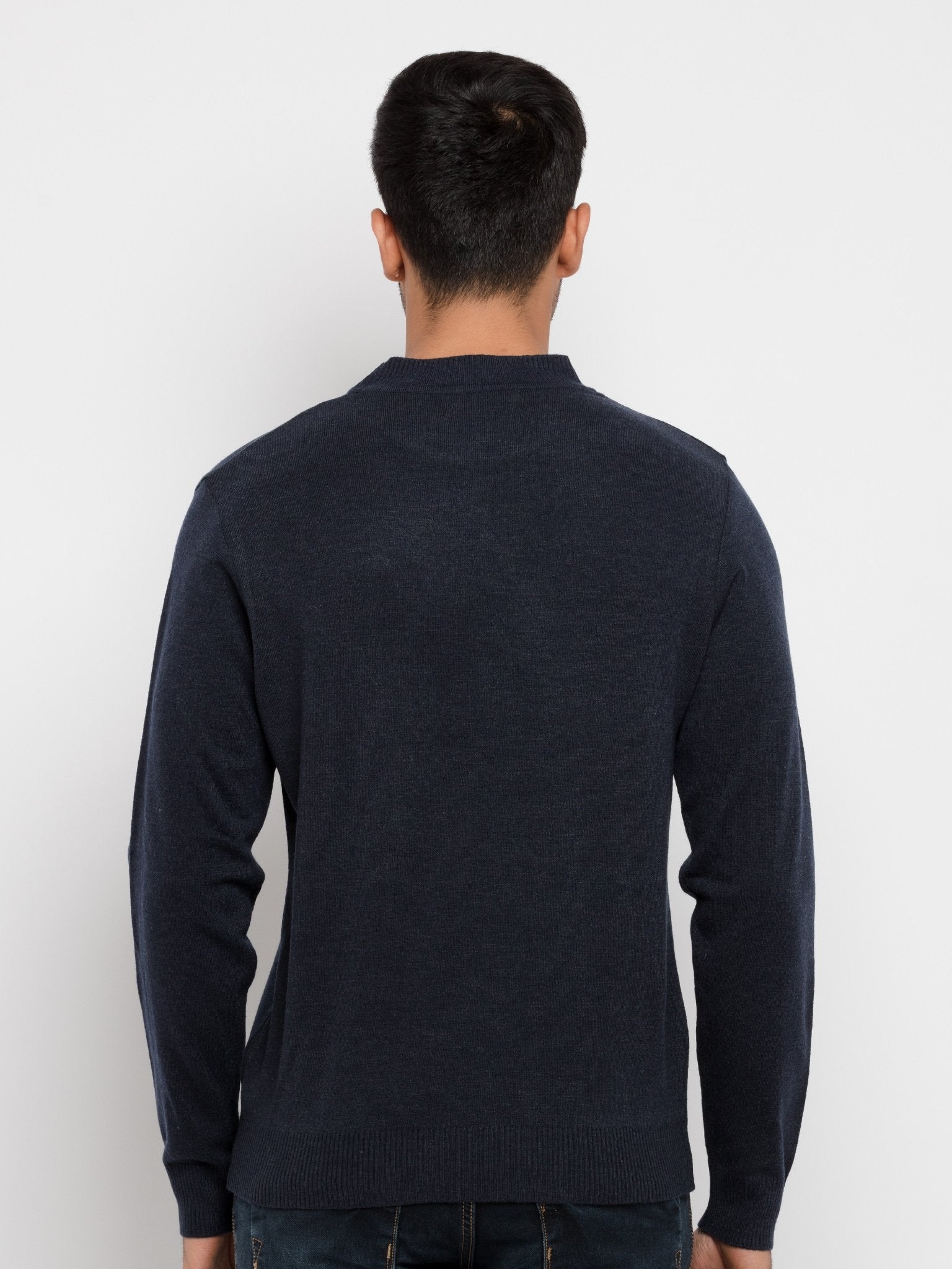 Status Quo | Men's Blue Acrylic Solid Sweaters 1