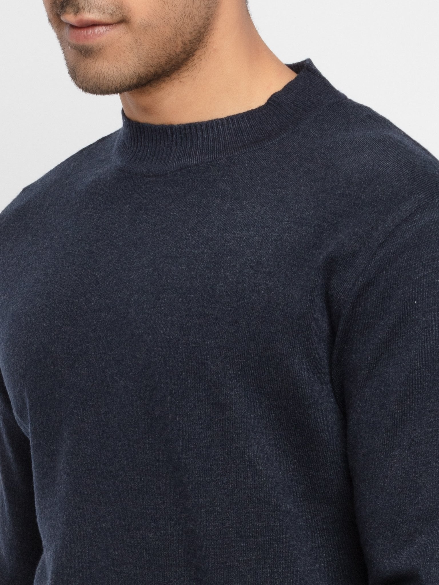 Status Quo | Men's Blue Acrylic Solid Sweaters 6