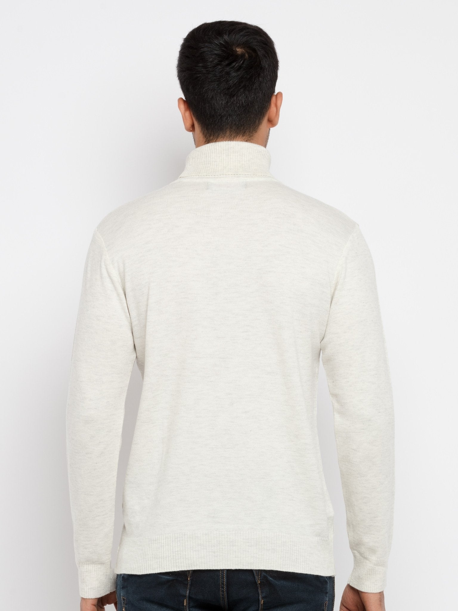 Status Quo | Men's Beige Acrylic Solid Sweaters 2