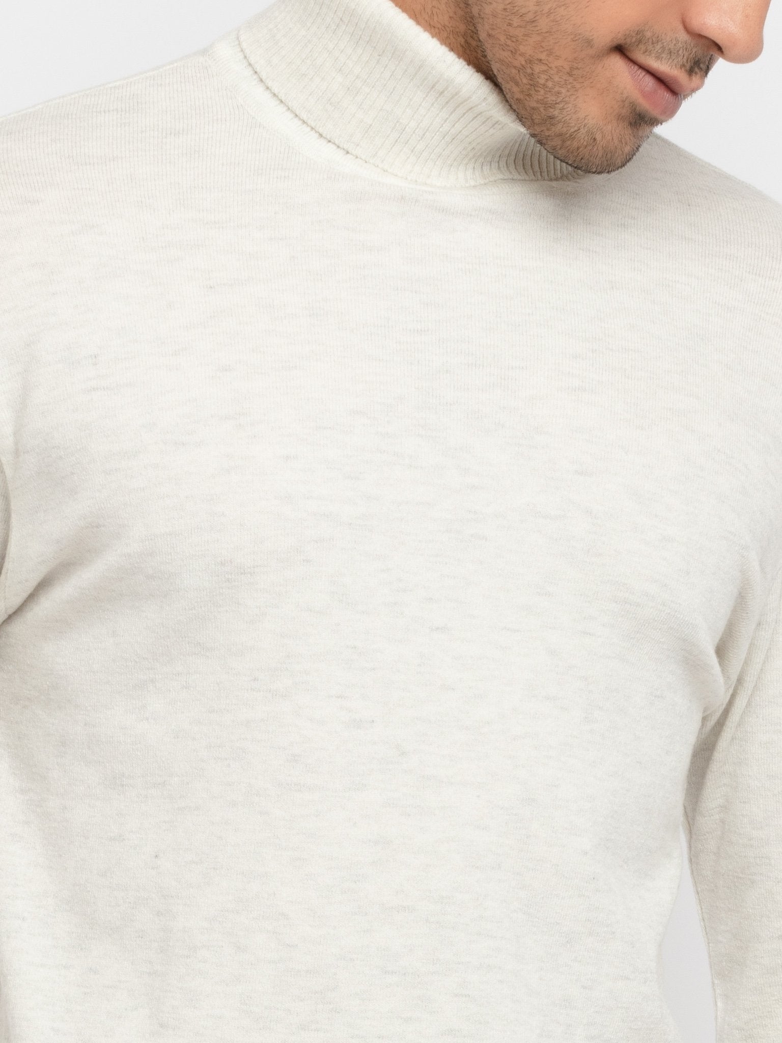 Status Quo | Men's Beige Acrylic Solid Sweaters 3