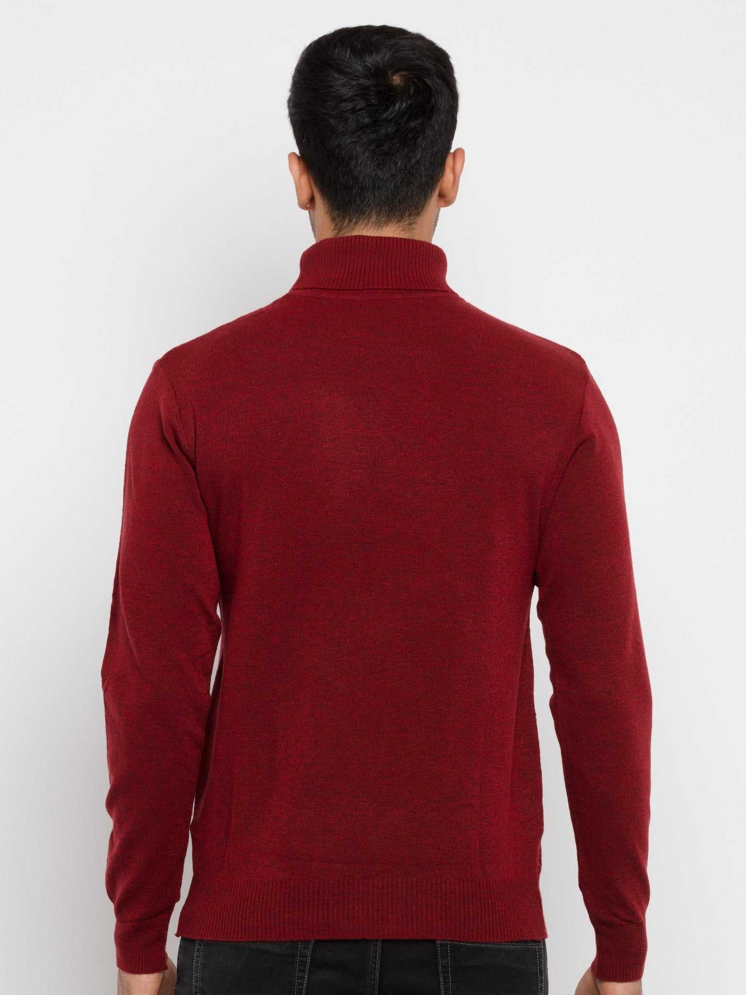 Status Quo | Men's Maroon Acrylic Solid Sweaters 2