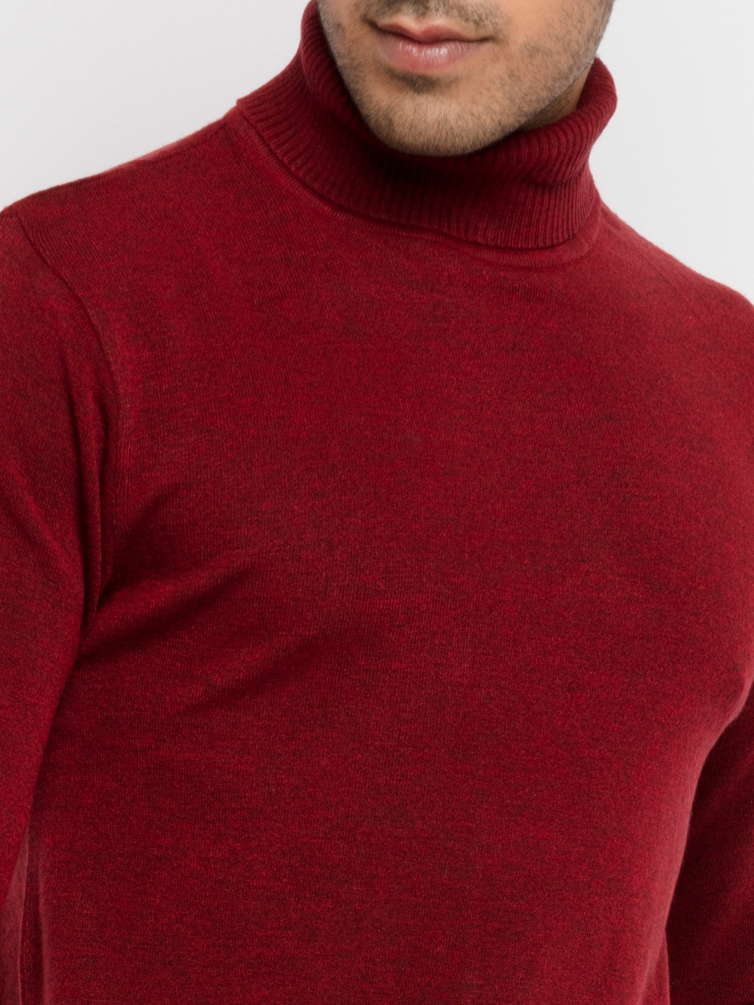 Status Quo | Men's Maroon Acrylic Solid Sweaters 3