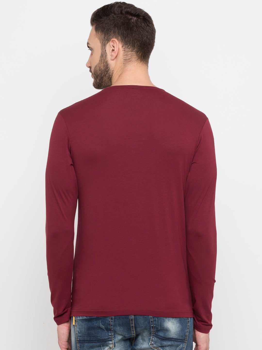 Men's Red Polycotton Solid Regular T-Shirt