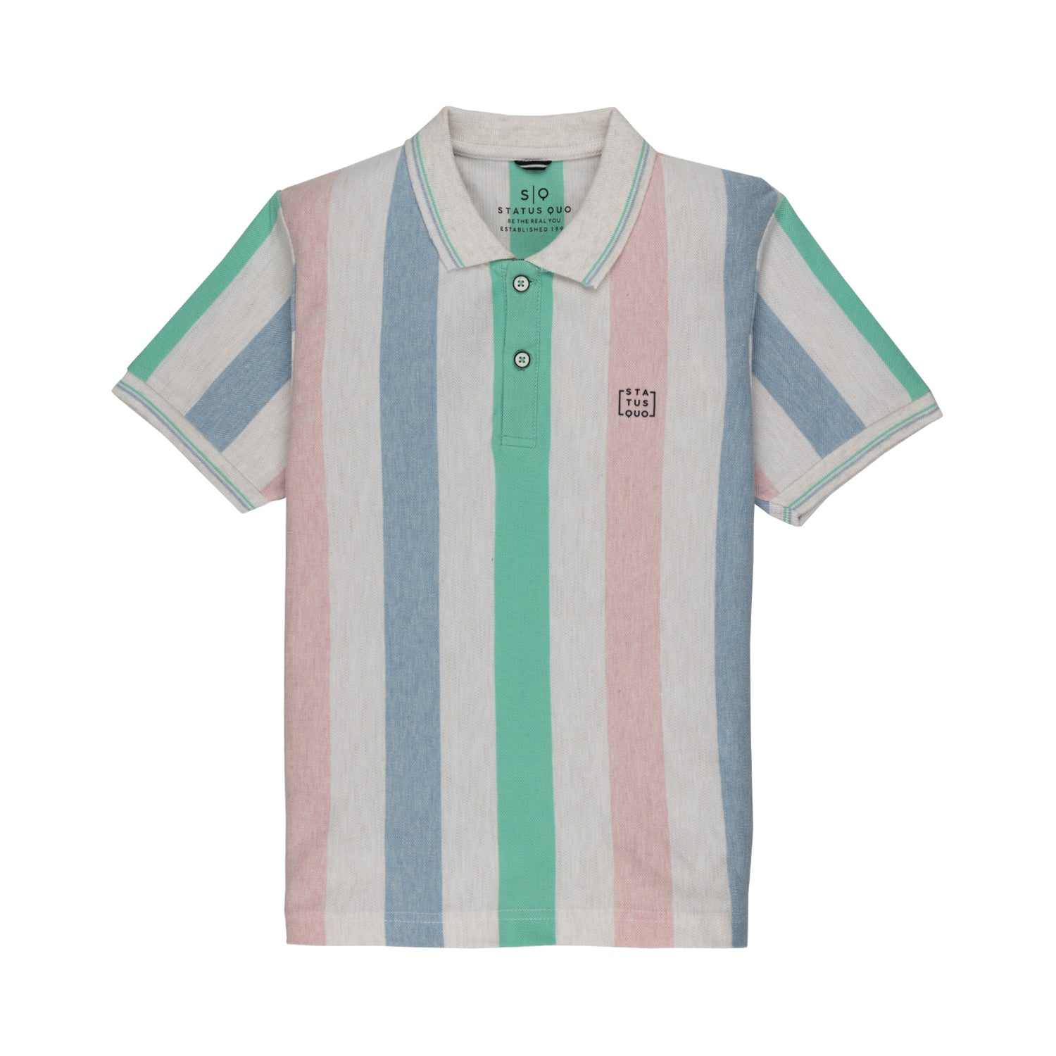 Boys Multicolor Polycotton Striped Polo T-Shirts