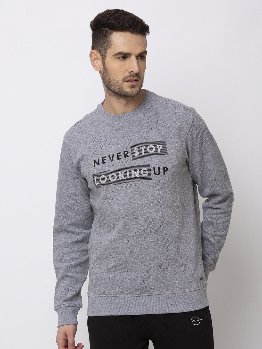Status Quo | Men's Grey Polycotton Printed Sweatshirts 0
